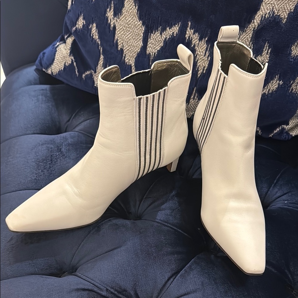 Brunello Cucinelli Cream Ankle Boots
